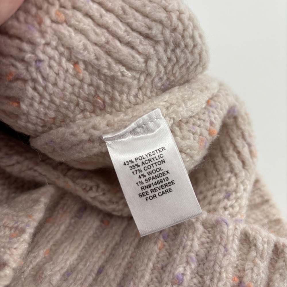 NWT Joie Women Sweater M Beige Cable Knit Mock Neck Tunic Wool Blend Cottagecore - Picture 5 of 10